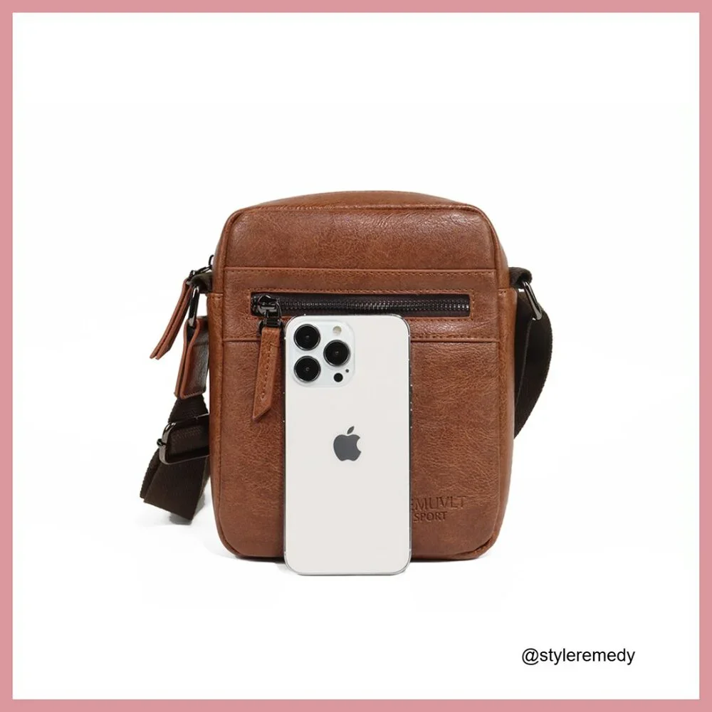 PU Leather Crossbody Messenger Bag with Adjustable Strap